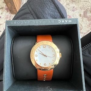 Marc Jacobs gold and brown leather watch